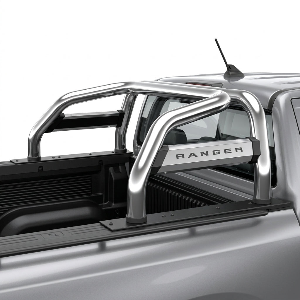 Ford Ranger Polished Stainless Polygon Sports Bar (All Single Cab Variants) - WEBVIBES