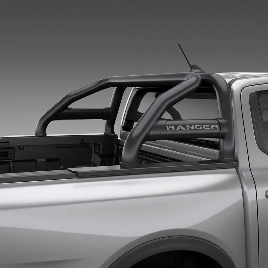 Ford Ranger Sports Bar Oval Side Tubes - Black (All Double Cab Variants) - WEBVIBES