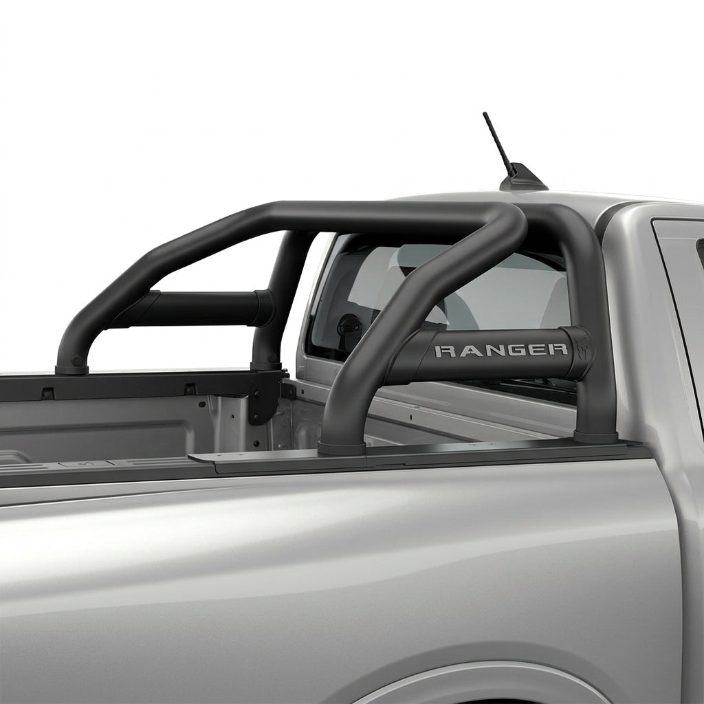Ford Ranger Sports Bar Oval Side Tubes- Black (All Single Cab Variants) - WEBVIBES
