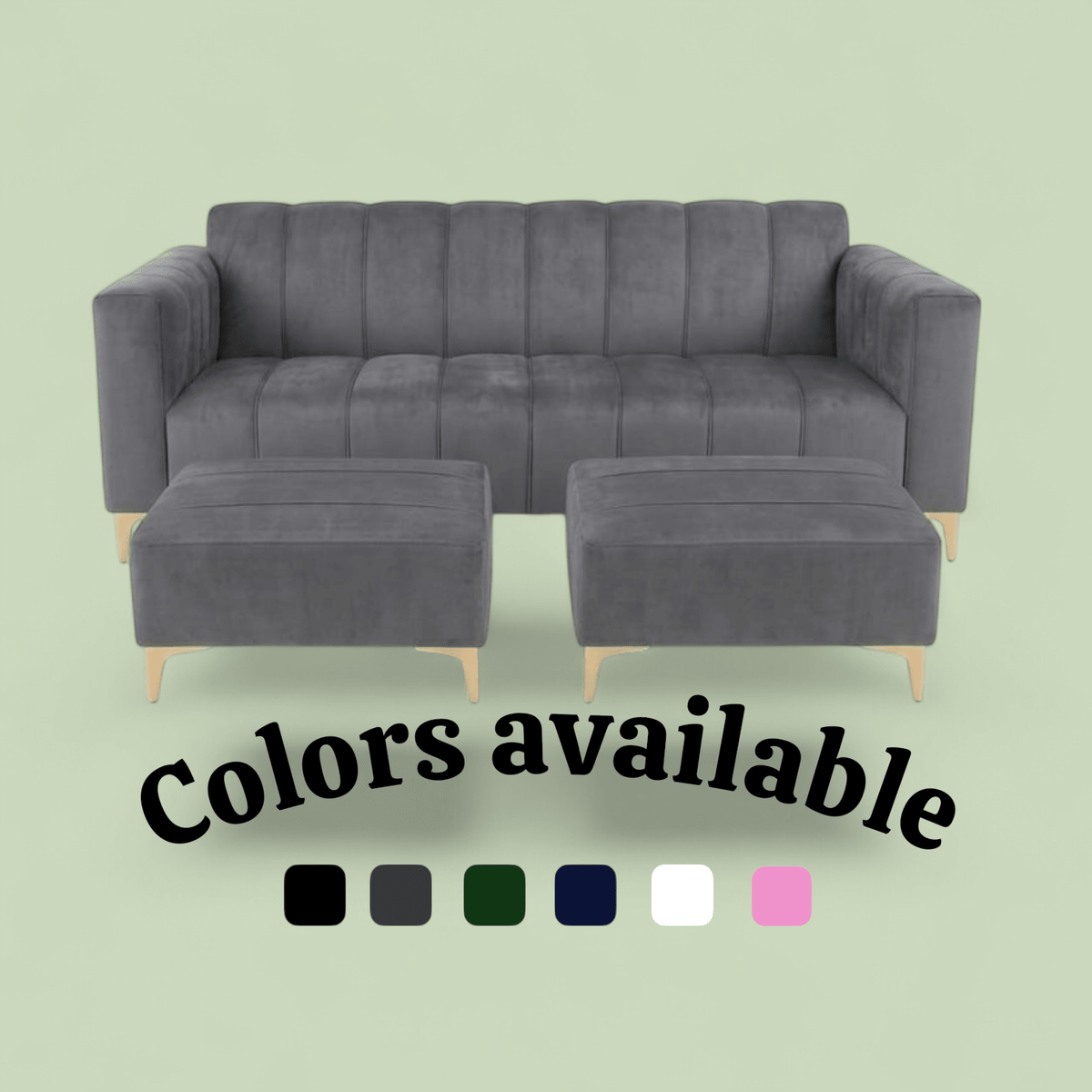 Luxury Velvet 3-seater couch & 2 ottomans - WEBVIBES