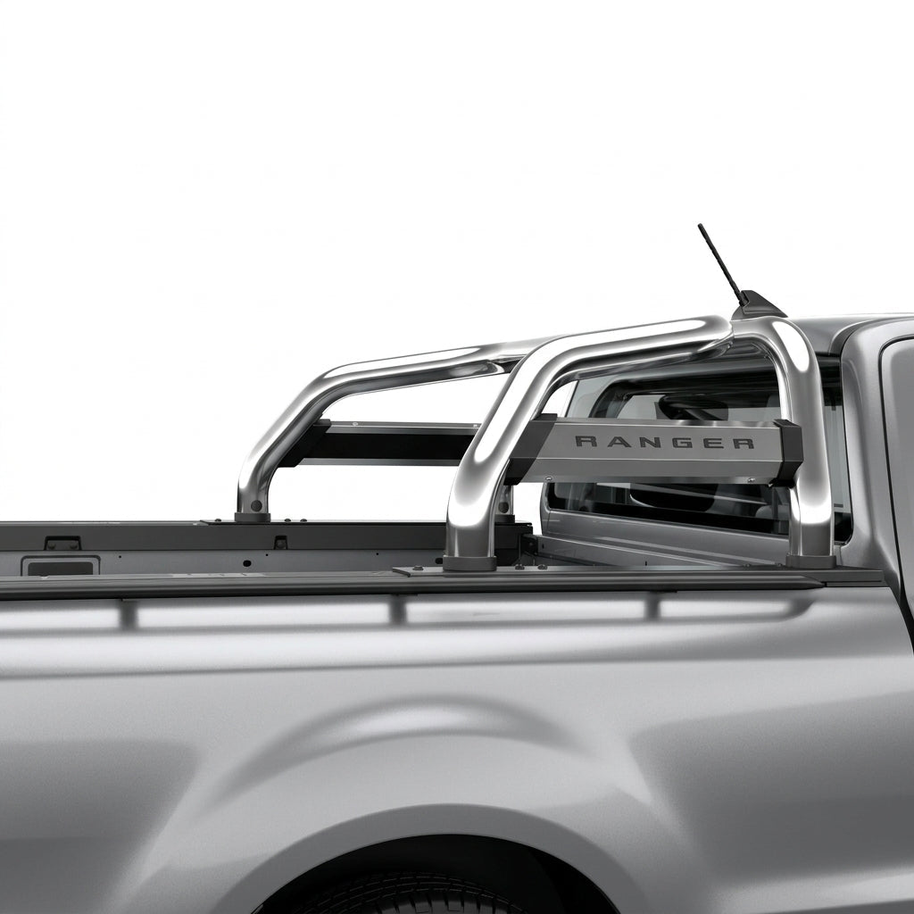 Ford Ranger Polished Stainless Polygon Sports Bar (All Super Cab Variants) - WEBVIBES