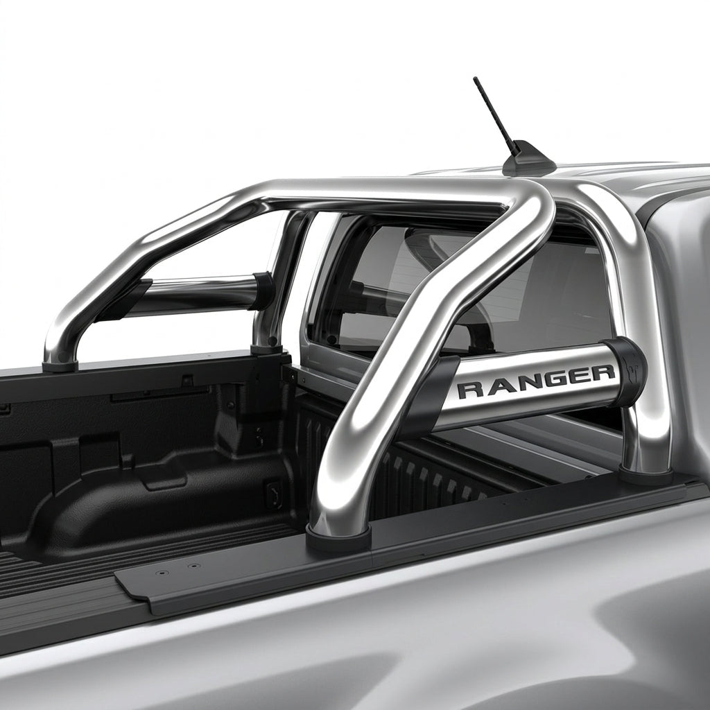 Ford Ranger Sports Bar Oval Side Tubes - Stainless (All Double Cab Variants) - WEBVIBES