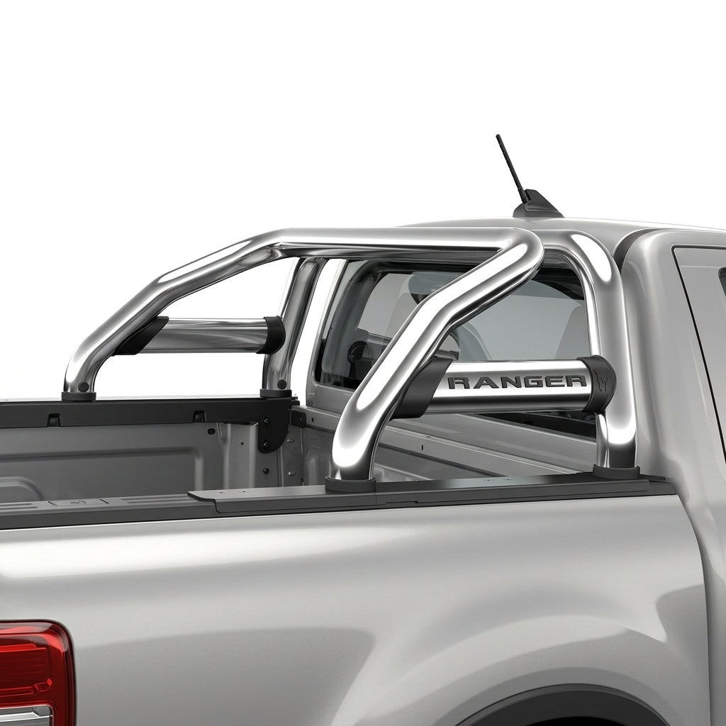 Ford Ranger Sports Bar Oval Side Tubes- Stainless (All Single Cab Variants) - WEBVIBES