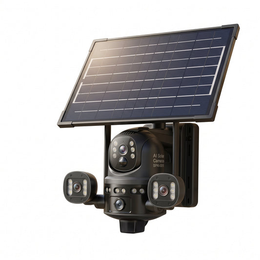 Smart AI Triple-Lens Solar Outdoor Security Camera (Wi-Fi & 4G) - WEBVIBES